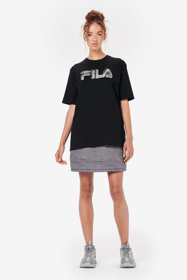 Fila Women's Ina T-Shirt - Black / Light Green | UK-025GLUQBK